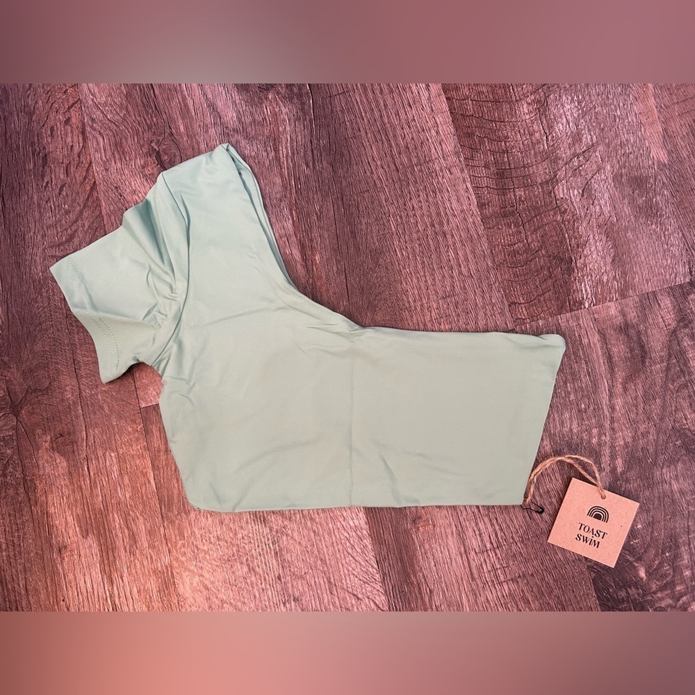 Toast Swim X Free People Signature One Shoulder Crop Bikini Top Ming Green XS